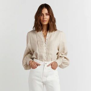 NWT DISSH Nelly Pintuck Linen Shirt